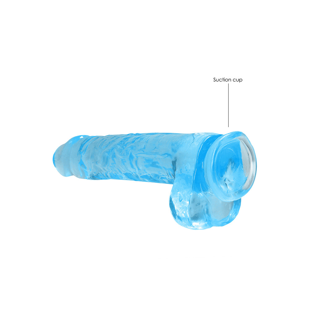 RealRock Crystal Clear 9 in. Dildo with Suction Cup - Blue