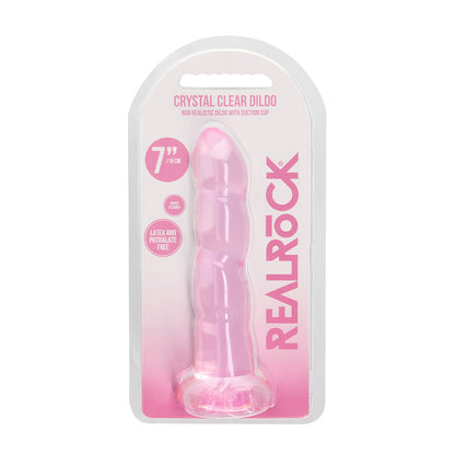 RealRock Crystal Clear 7 in. Twisted Dildo with Suction Cup – Light Pink