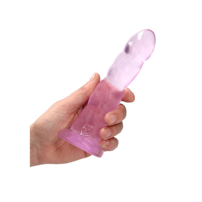 RealRock Crystal Clear 7 in. Twisted Dildo with Suction Cup – Light Pink