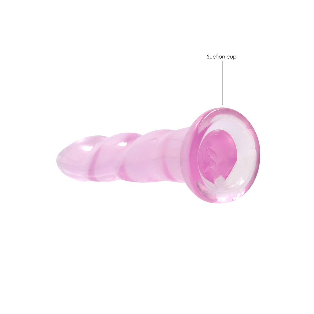 RealRock Crystal Clear 7 in. Twisted Dildo with Suction Cup – Light Pink