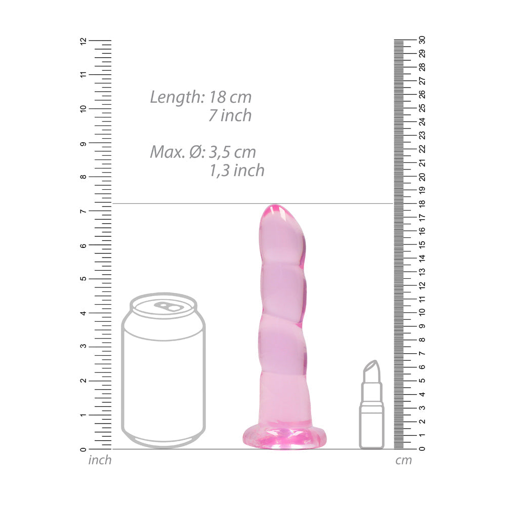 RealRock Crystal Clear 7 in. Twisted Dildo with Suction Cup – Light Pink