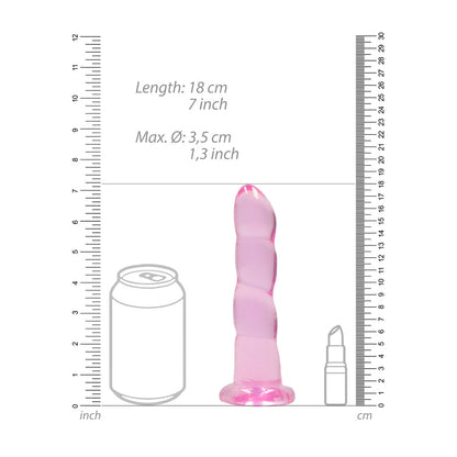 RealRock Crystal Clear 7 in. Twisted Dildo with Suction Cup – Light Pink