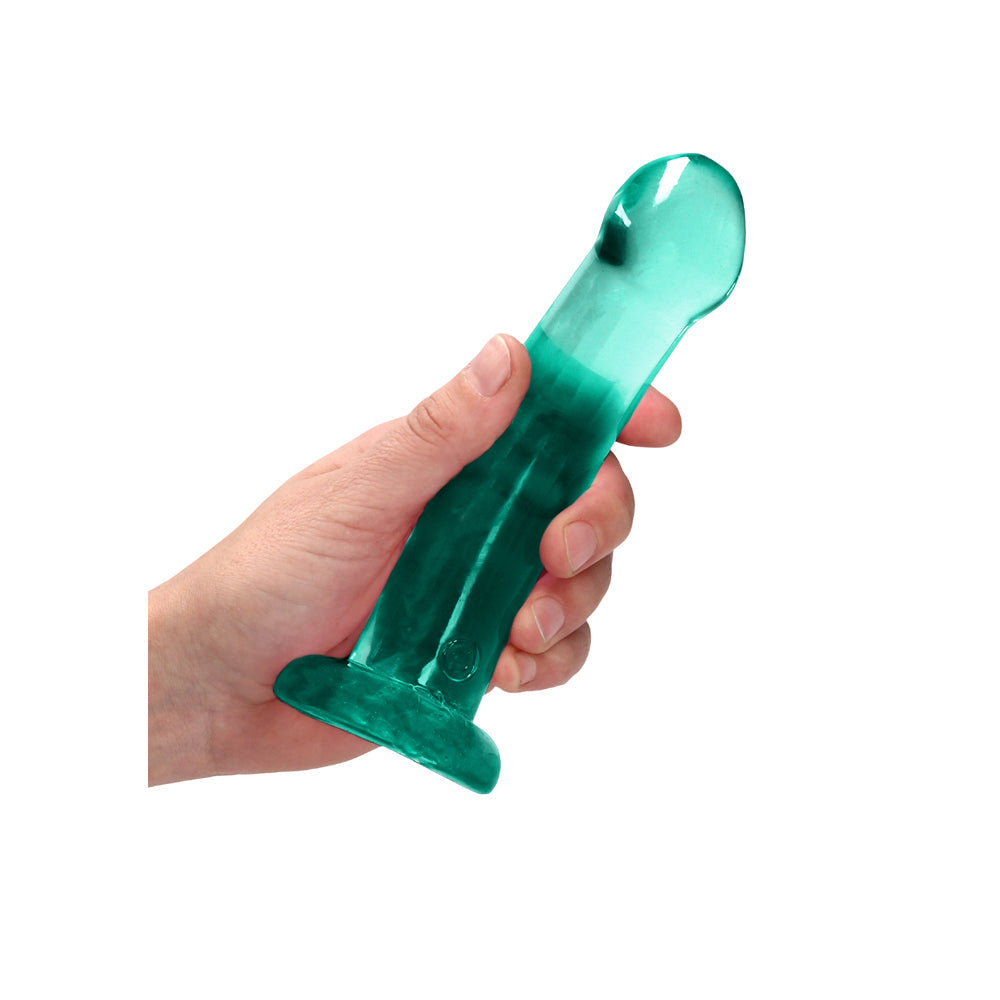RealRock Crystal Clear 7 in. Dildo with Suction Cup – Turquoise