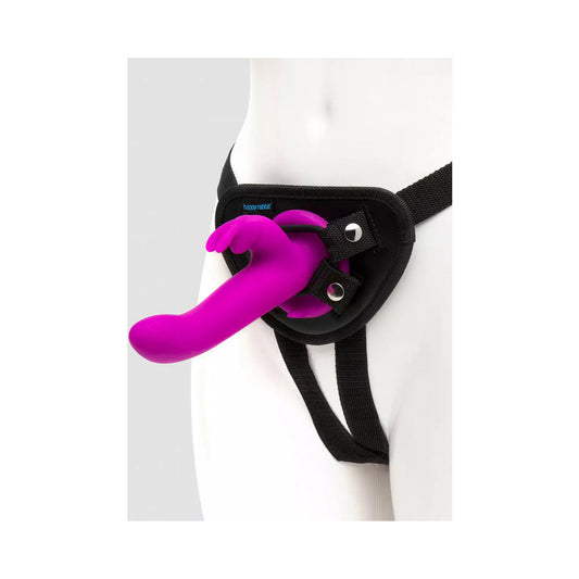 Happy Rabbit Rechargeable Silicone Vibrating Strap-On Harness Set - Purple
