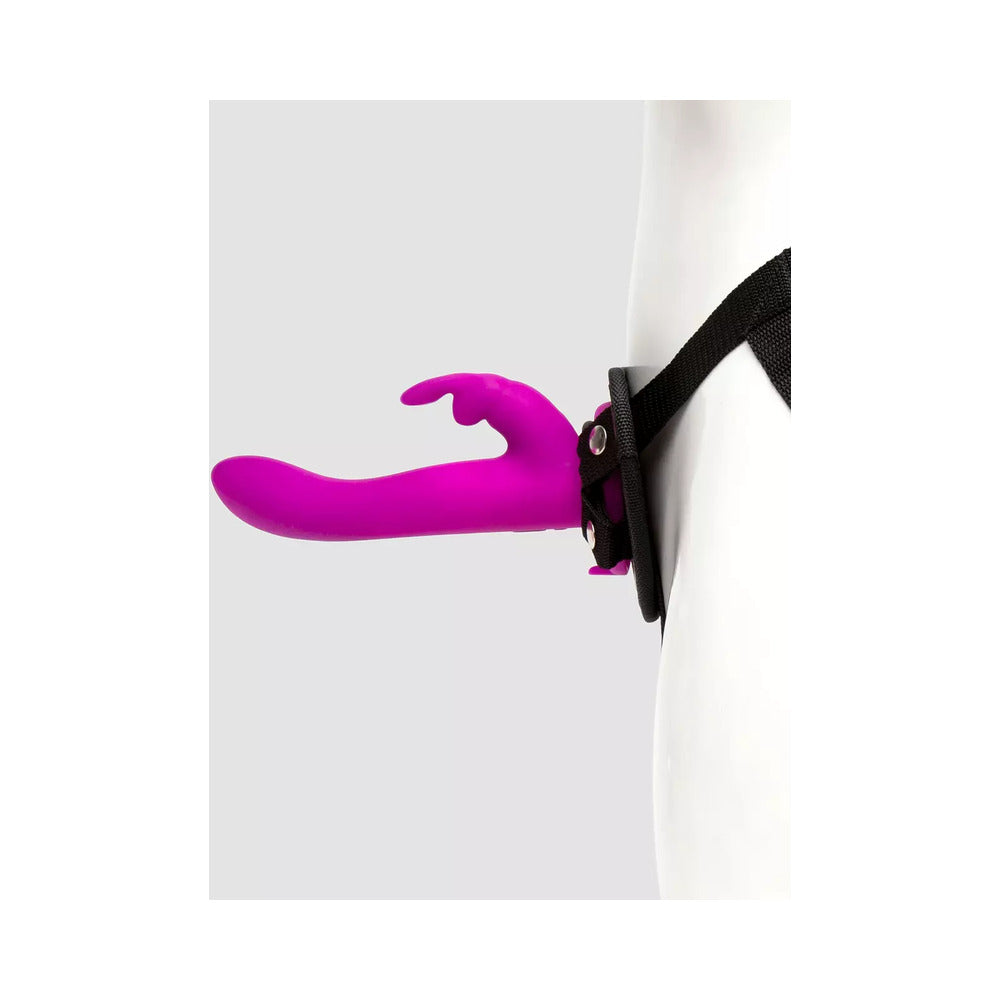 Happy Rabbit Rechargeable Silicone Vibrating Strap-On Harness Set - Purple