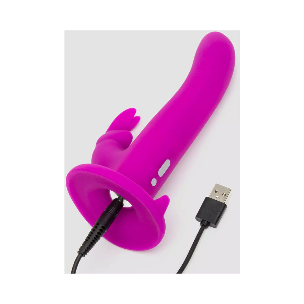 Happy Rabbit Rechargeable Silicone Vibrating Strap-On Harness Set - Purple