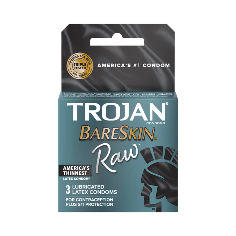 Trojan Bareskin Raw Latex Condoms – Clear – 3-Pack