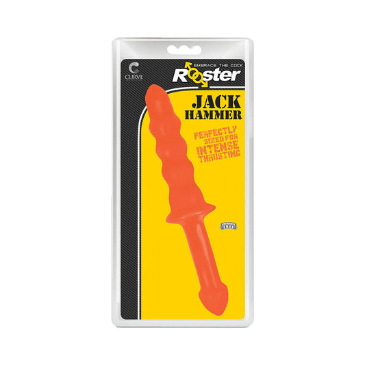 Curve Toys Rooster Jackhammer 10.5 in. Rippled Dildo with Insertable Handle – Orange