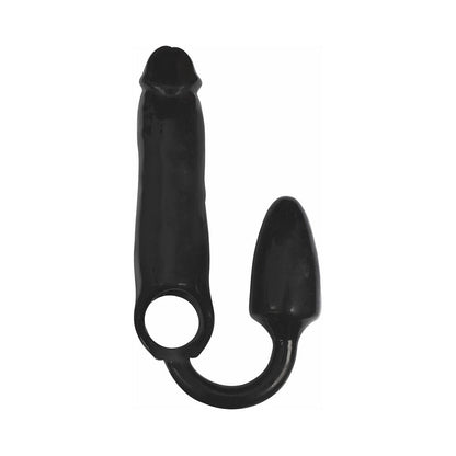 Curve Toys Rooster XXXPANDER Smooth Penis Extender Sheath with Cockring & Anal Plug – Black
