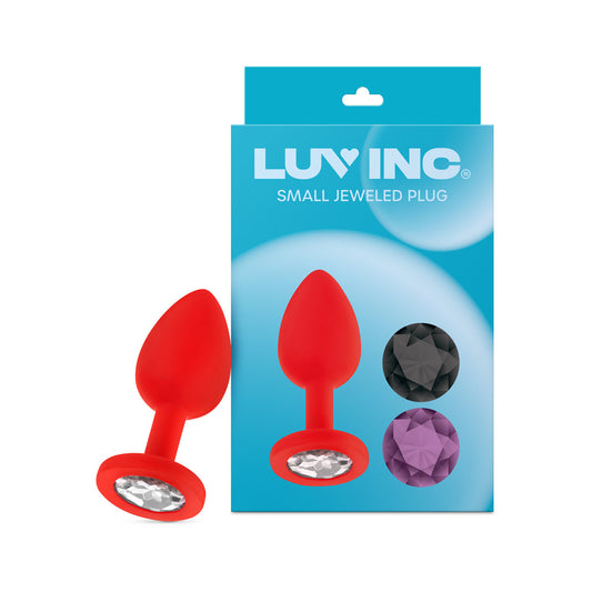 Luv Inc Jp31 Jeweled Small Silicone Butt Plug with Interchangeable Gems – Red