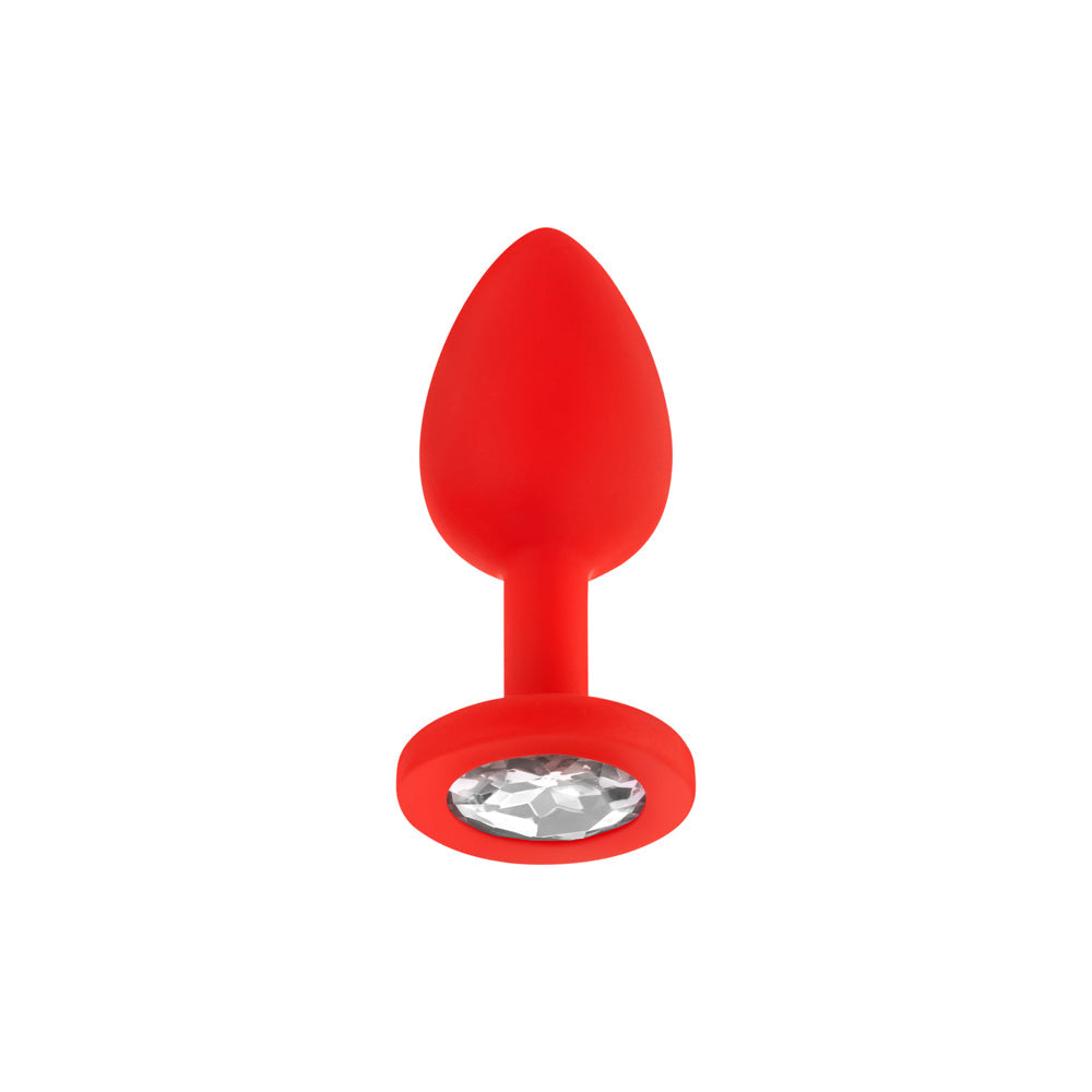 Luv Inc Jp31 Jeweled Small Silicone Butt Plug with Interchangeable Gems – Red