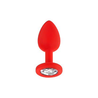Luv Inc Jp31 Jeweled Small Silicone Butt Plug with Interchangeable Gems – Red