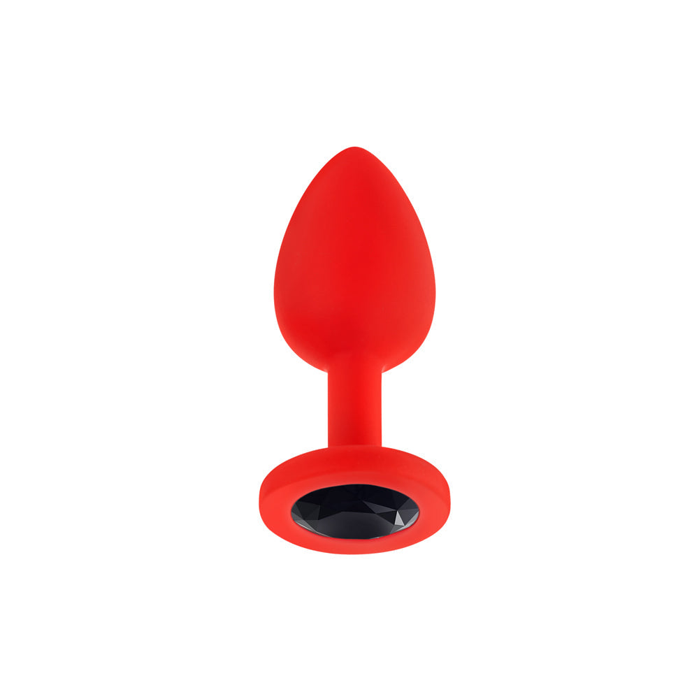 Luv Inc Jp31 Jeweled Small Silicone Butt Plug with Interchangeable Gems – Red