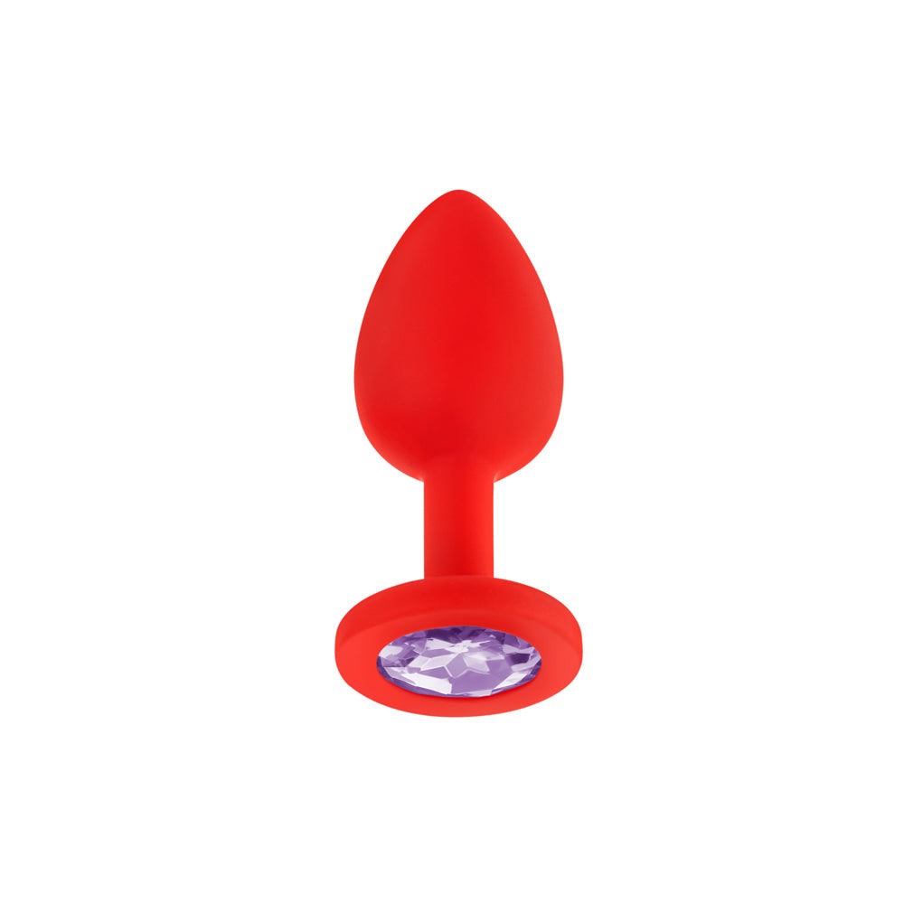 Luv Inc Jp31 Jeweled Small Silicone Butt Plug with Interchangeable Gems – Red