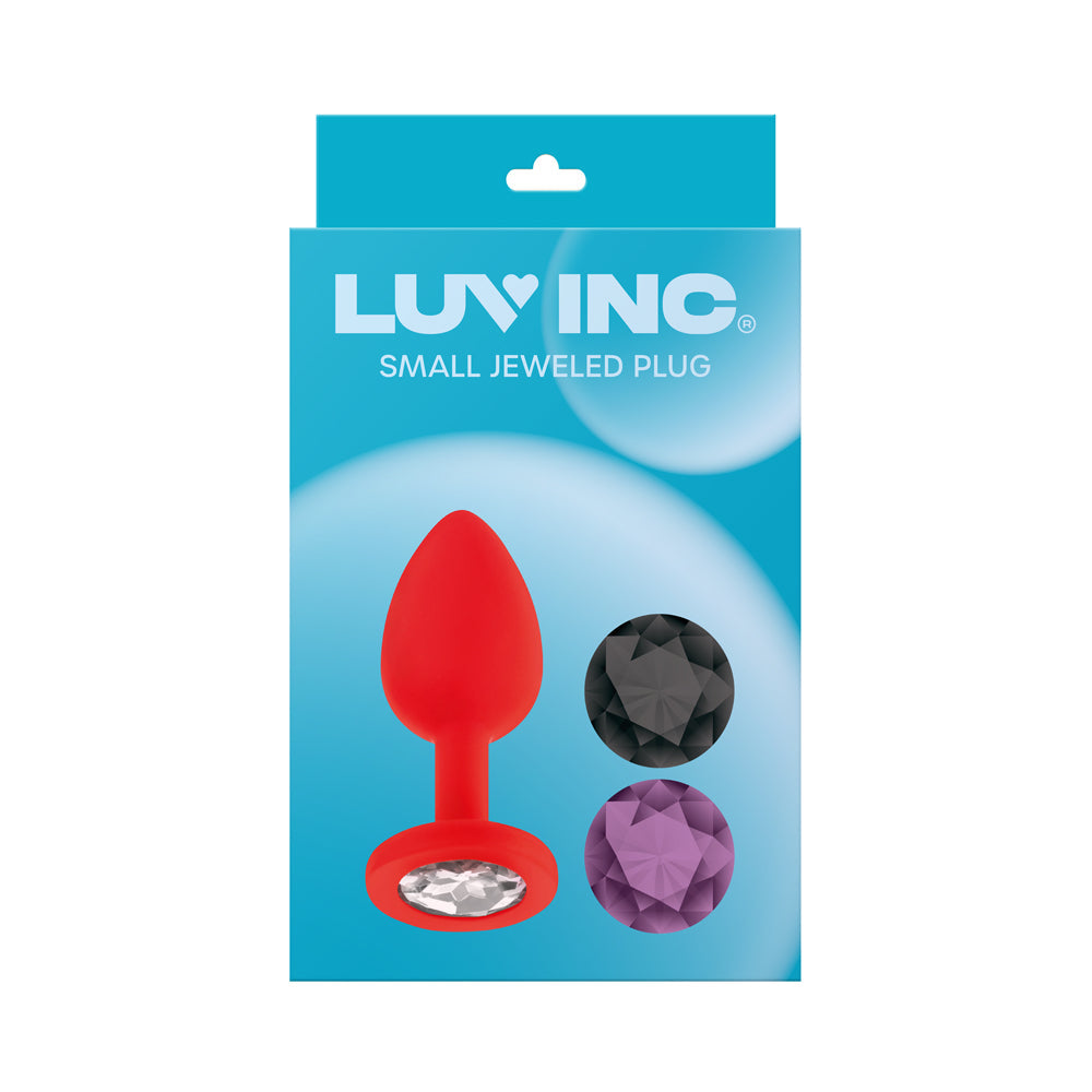 Luv Inc Jp31 Jeweled Small Silicone Butt Plug with Interchangeable Gems – Red