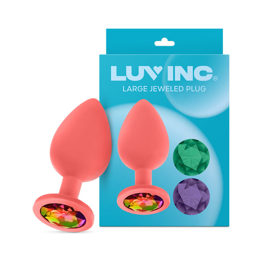 Luv Inc JP33 Jeweled Large Butt Plug with Interchangeable Gems – Coral