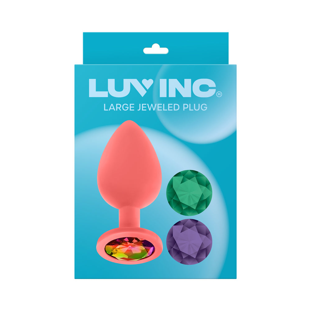 Luv Inc JP33 Jeweled Large Butt Plug with Interchangeable Gems – Coral