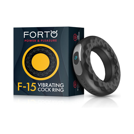Forto F-15 Rechargeable Silicone Vibrating Cockring – Black