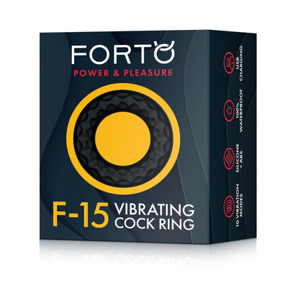 Forto F-15 Rechargeable Silicone Vibrating Cockring – Black
