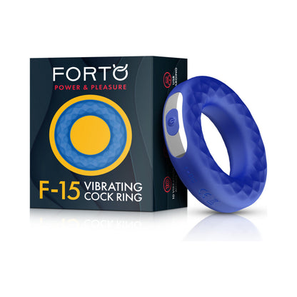Forto F-15 Rechargeable Silicone Vibrating Cockring - Blue