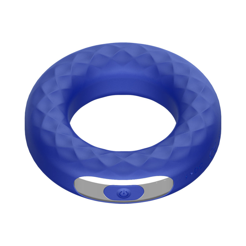 Forto F-15 Rechargeable Silicone Vibrating Cockring - Blue