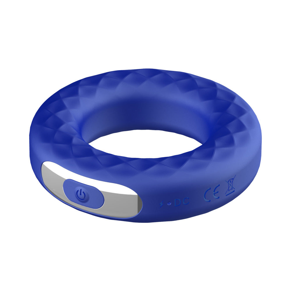 Forto F-15 Rechargeable Silicone Vibrating Cockring - Blue