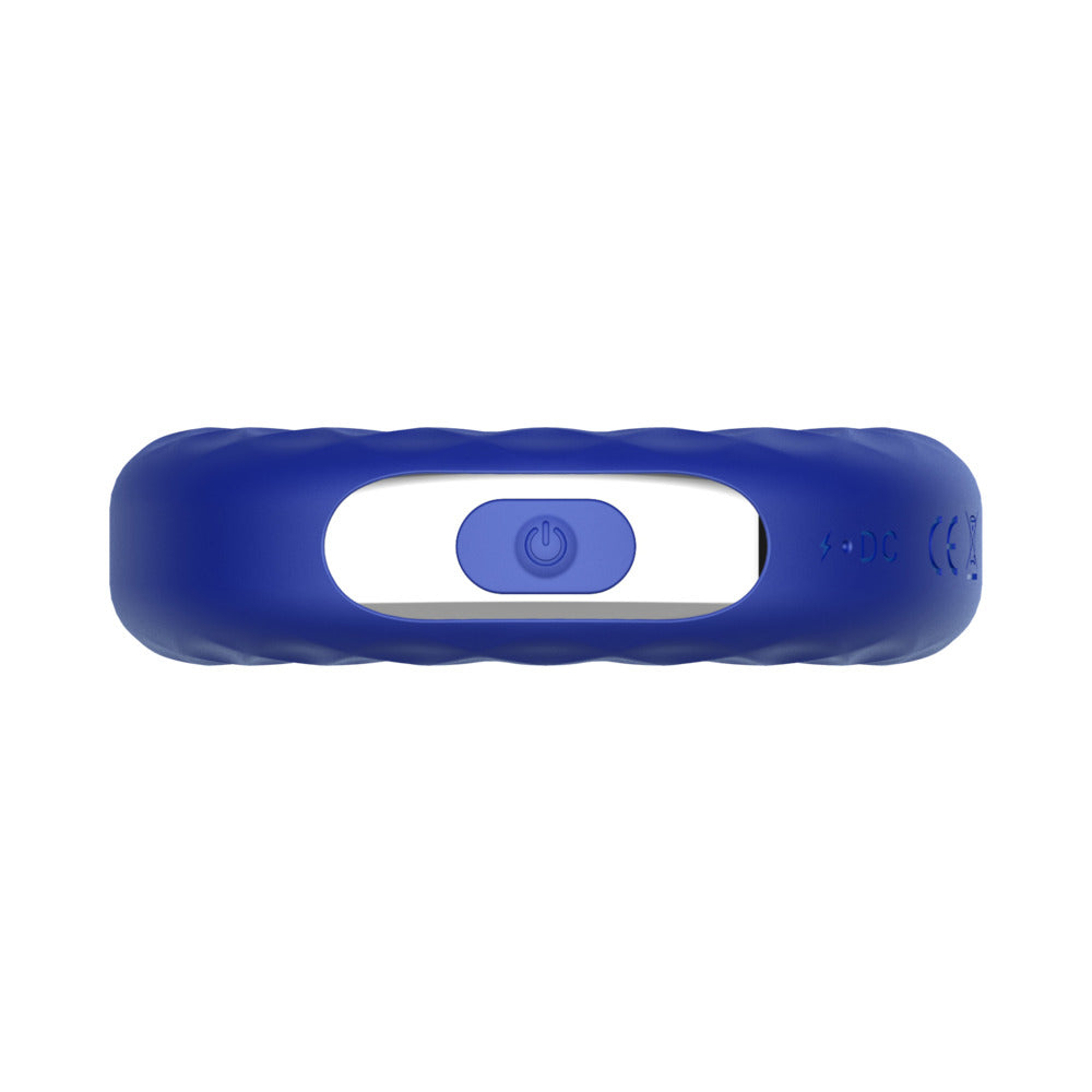 Forto F-15 Rechargeable Silicone Vibrating Cockring - Blue