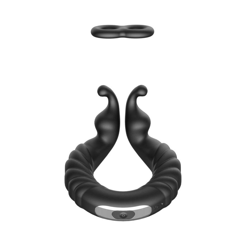 Forto F-24 Rechargeable Silicone Textured Vibrating Cockring – Black