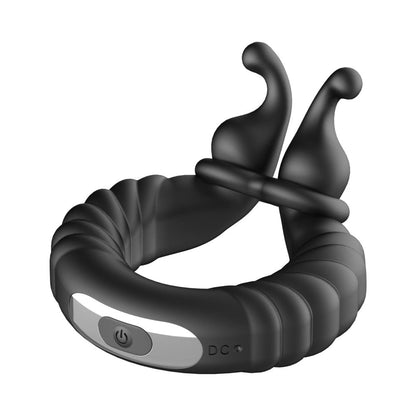 Forto F-24 Rechargeable Silicone Textured Vibrating Cockring – Black