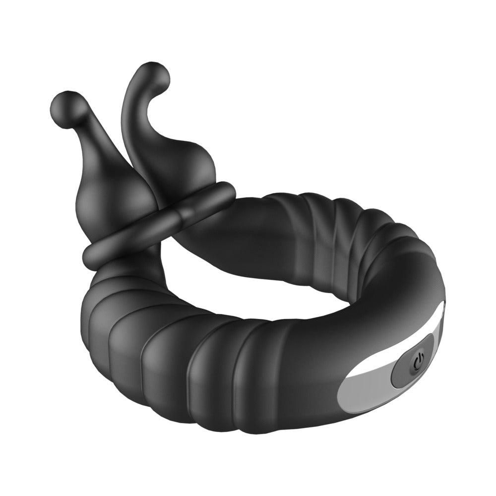 Forto F-24 Rechargeable Silicone Textured Vibrating Cockring – Black
