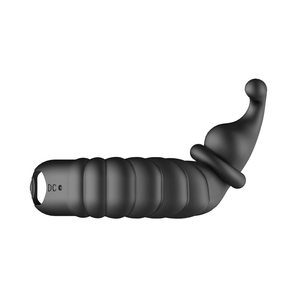 Forto F-24 Rechargeable Silicone Textured Vibrating Cockring – Black
