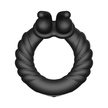 Forto F-24 Rechargeable Silicone Textured Vibrating Cockring – Black