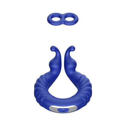 Forto F-24 Rechargeable Silicone Textured Vibrating Cockring – Blue