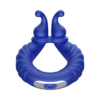 Forto F-24 Rechargeable Silicone Textured Vibrating Cockring – Blue