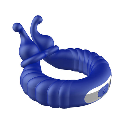 Forto F-24 Rechargeable Silicone Textured Vibrating Cockring – Blue