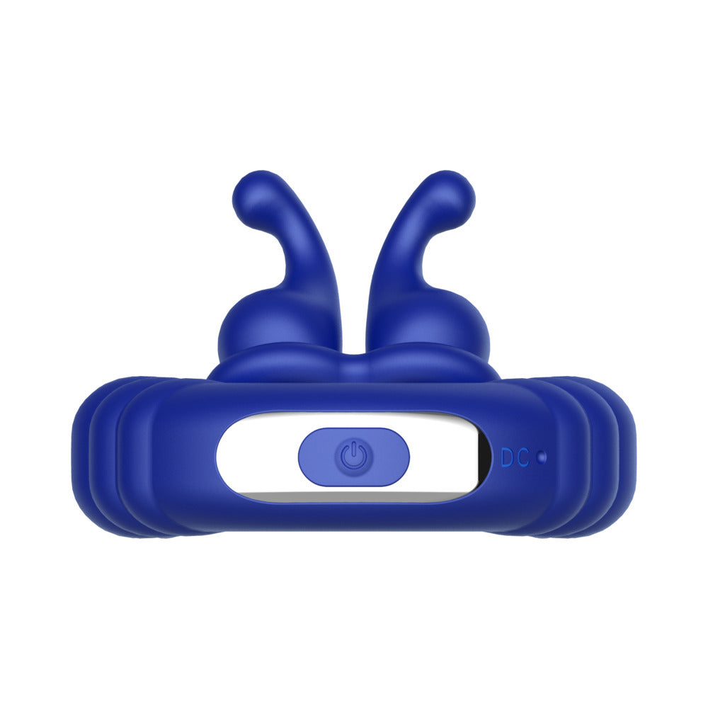 Forto F-24 Rechargeable Silicone Textured Vibrating Cockring – Blue