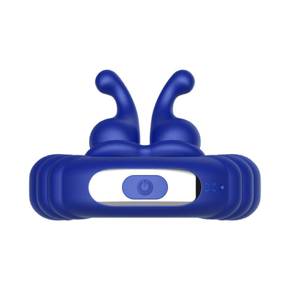 Forto F-24 Rechargeable Silicone Textured Vibrating Cockring – Blue