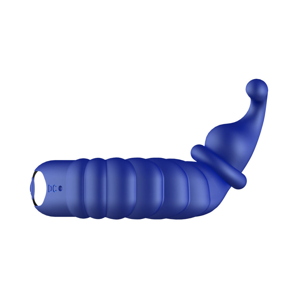 Forto F-24 Rechargeable Silicone Textured Vibrating Cockring – Blue