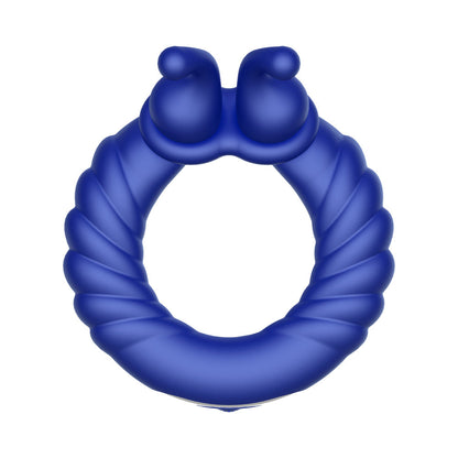 Forto F-24 Rechargeable Silicone Textured Vibrating Cockring – Blue