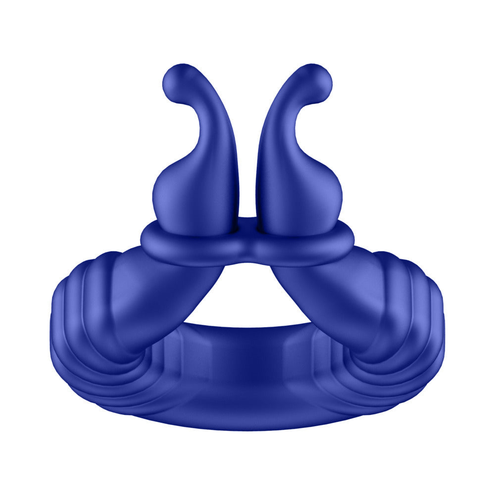 Forto F-24 Rechargeable Silicone Textured Vibrating Cockring – Blue