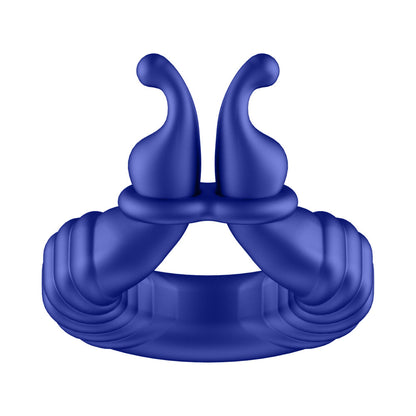 Forto F-24 Rechargeable Silicone Textured Vibrating Cockring – Blue