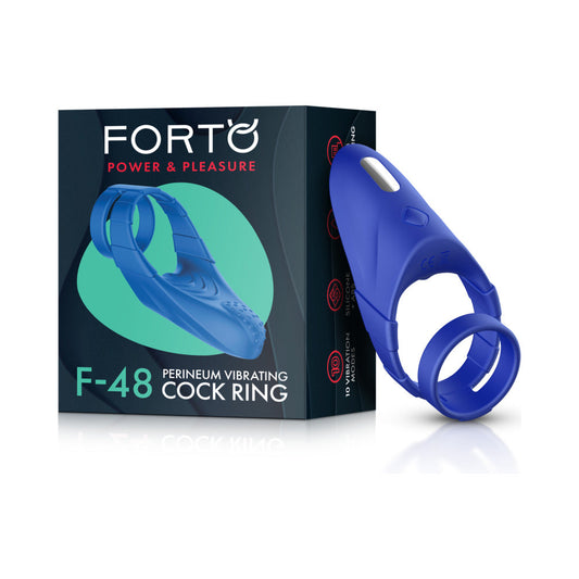Forto F-48 Rechargeable Silicone Perineum Vibrating Double Cockring – Blue