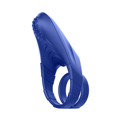 Forto F-48 Rechargeable Silicone Perineum Vibrating Double Cockring – Blue
