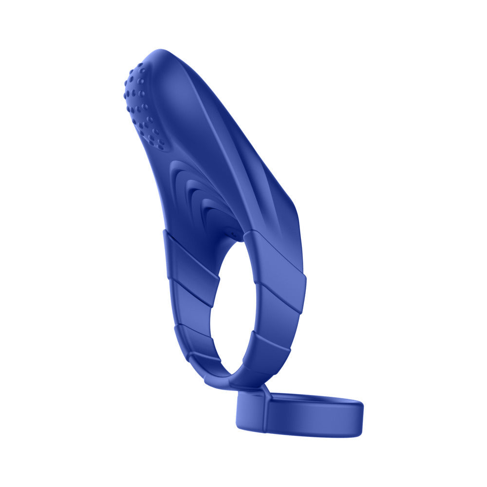 Forto F-48 Rechargeable Silicone Perineum Vibrating Double Cockring – Blue