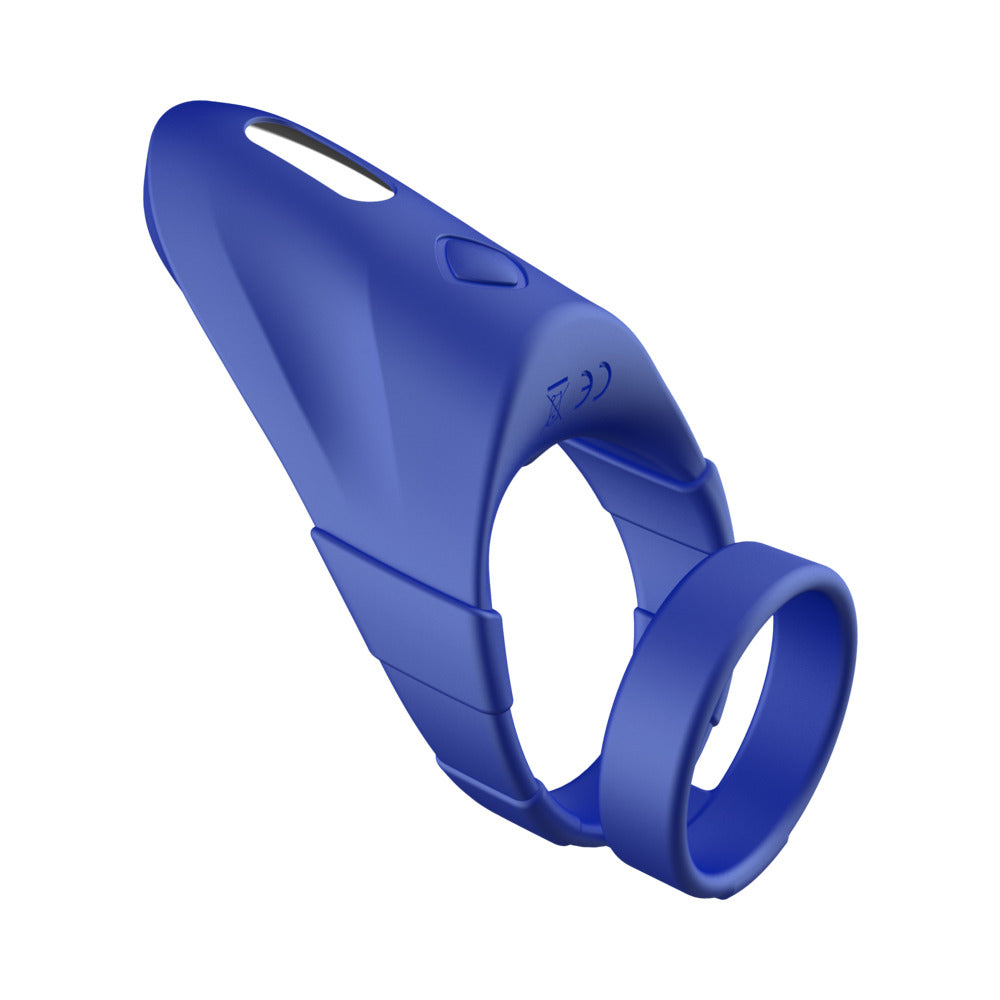 Forto F-48 Rechargeable Silicone Perineum Vibrating Double Cockring – Blue