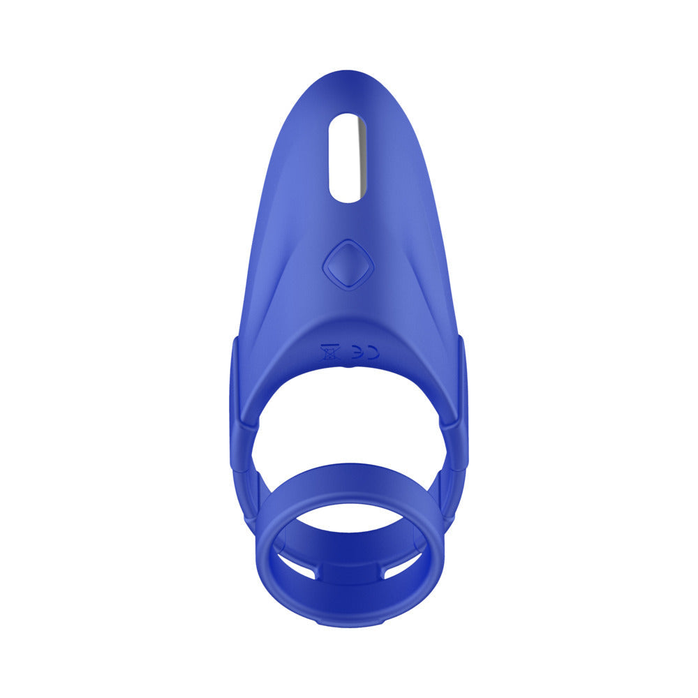 Forto F-48 Rechargeable Silicone Perineum Vibrating Double Cockring – Blue