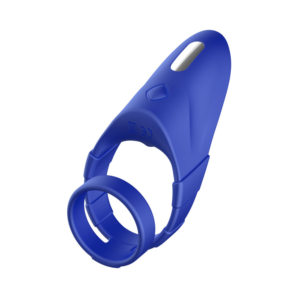 Forto F-48 Rechargeable Silicone Perineum Vibrating Double Cockring – Blue