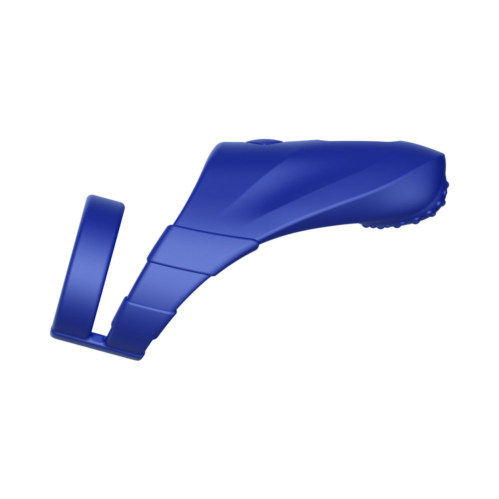 Forto F-48 Rechargeable Silicone Perineum Vibrating Double Cockring – Blue
