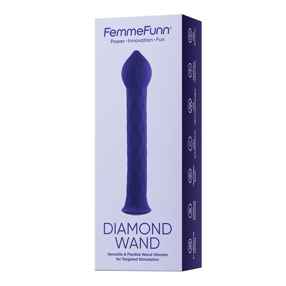 FemmeFunn Diamond Wand Rechargeable Vibrator with G-Spot Stimulation - Dark Purple