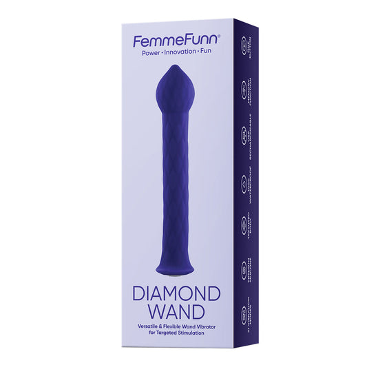 FemmeFunn Diamond Wand Rechargeable Vibrator with G-Spot Stimulation - Dark Purple